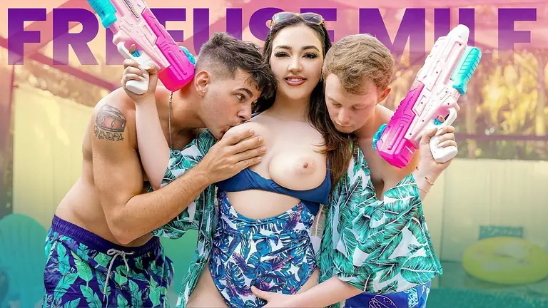 Poster for Cassie Lenoir Keeps Her Stepsons Home with a Free Use Threesome