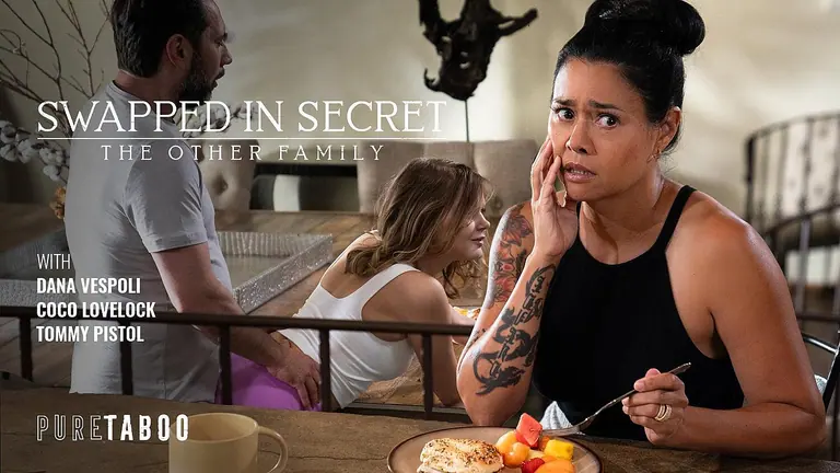 Poster for Dana Vespoli and Coco Lovelock in a Lesbian Swapped Family Secret